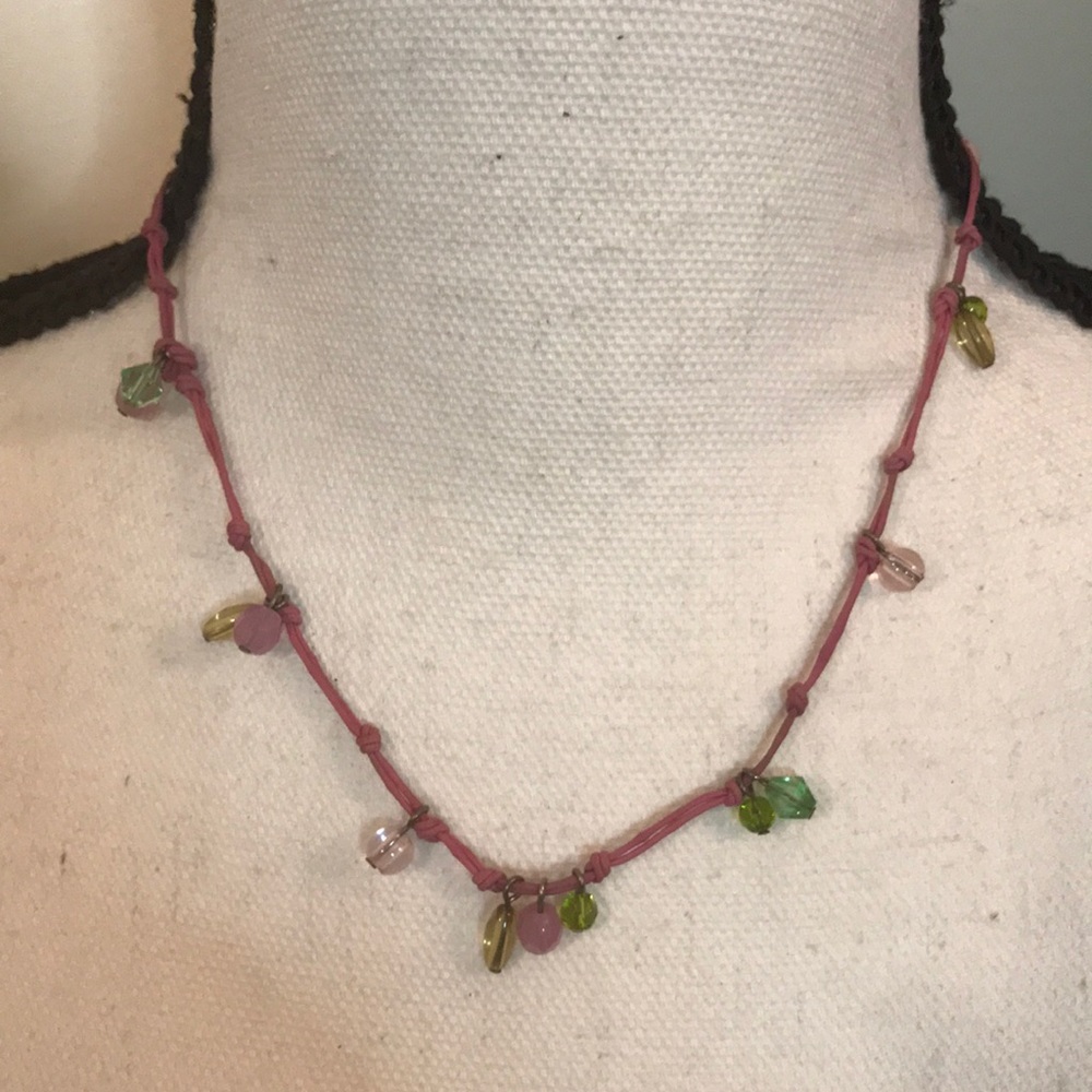 Baked Beads pink rope necklace with beading